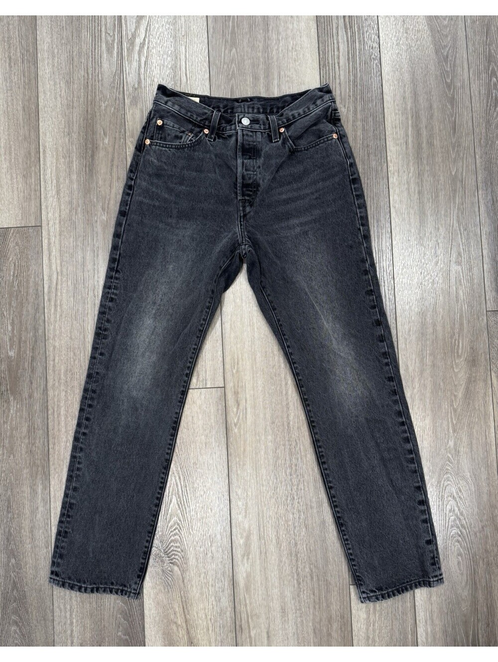 Levi's 501 Premium Button Fly Jeans Women's Size 28 Gray Cotton